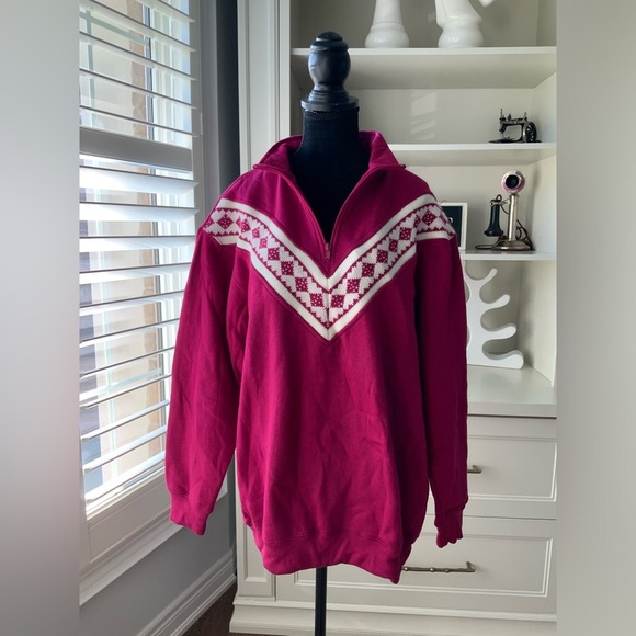 Vintage Y2K 90’S R&R SPORTS Magenta Half Zip Pullover Sweater Women’s SZ Large - Picture 8 of 15